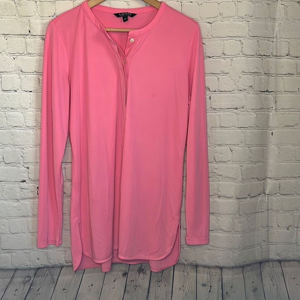 Lauren Ralph Lauren‎ Women’s Long Sleeve Pink Button up Blouse size large